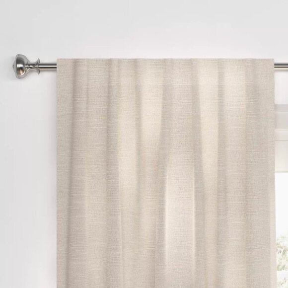 Threshold Textural Overlay Blackout Cream Single Curtain Panel 50" x 63" - Picture 2 of 7